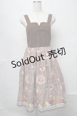 画像: axes femme POETIQUE / アップルパイレースアップワンピース  ブラウン S-25-07-31-046-AX-OP-AS-ZS