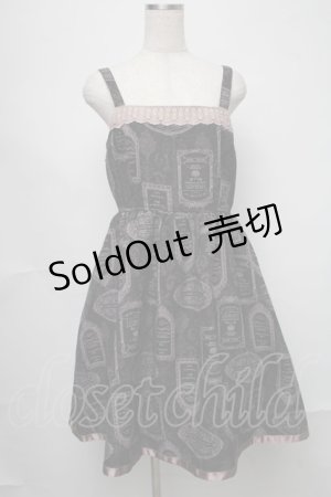画像: axes femme / アンティークラベルptワンピース  黒 S-25-07-31-047-AX-OP-AS-ZS