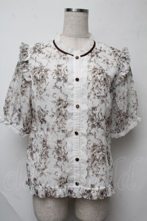 画像: axes femme / 線画柄ドットドビーブラウス  白 S-25-07-31-013-AX-BL-AS-ZS