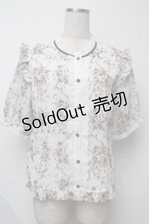 画像: axes femme / 線画柄ドットドビーブラウス  白 S-25-07-31-013-AX-BL-AS-ZI