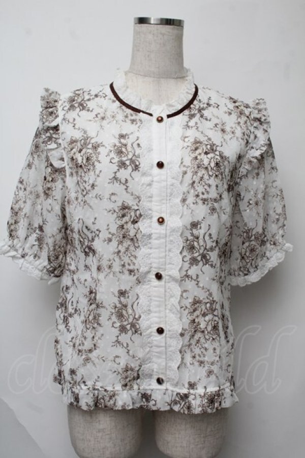 画像1: axes femme / 線画柄ドットドビーブラウス  白 S-25-07-31-013-AX-BL-AS-ZS (1)