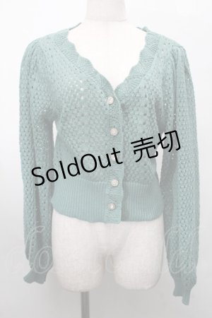 画像: axes femme POETIQUE / 透かし編みショートニットカーデ  グリーン S-25-07-31-021-AX-TO-AS-ZI