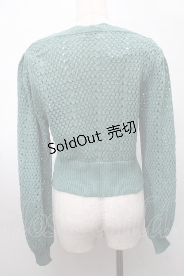 画像2: axes femme POETIQUE / 透かし編みショートニットカーデ  グリーン S-25-07-31-021-AX-TO-AS-ZI (2)