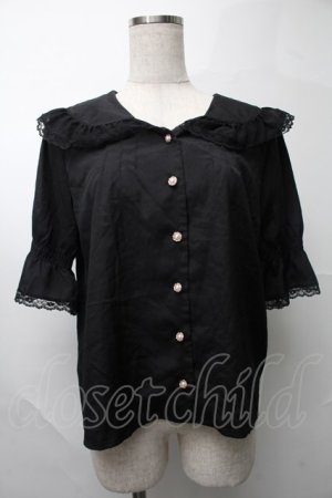画像: axes femme POETIQUE / ビックカラーパフブラウス  黒 S-25-07-31-026-AX-BL-AS-ZS
