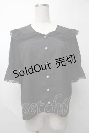 画像: axes femme POETIQUE / ビックカラーパフブラウス  黒 S-25-07-31-026-AX-BL-AS-ZS