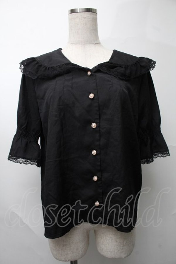 画像1: axes femme POETIQUE / ビックカラーパフブラウス  黒 S-25-07-31-026-AX-BL-AS-ZS (1)