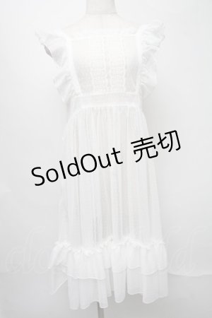 画像: axes femme kawaii / ドットチュールエプロン  白 S-25-07-31-030-AX-OP-HR-ZS