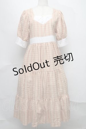 画像: HirokoTokumine / チェックワンピース  ベージュ S-25-07-31-037-LO-OP-AS-ZS