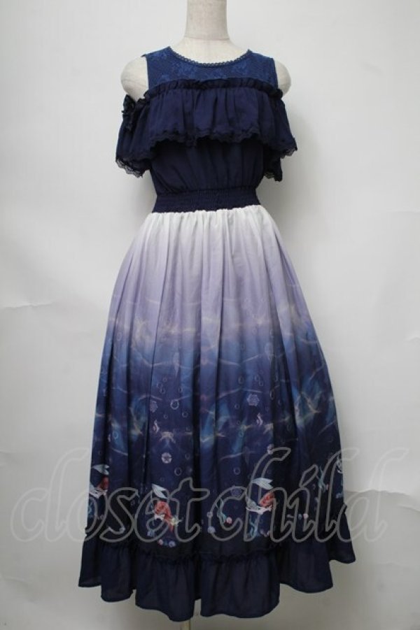 画像1: axes femme POETIQUE / リトル・マーメイド ワンピース  紺 S-25-07-31-039-AX-OP-AS-ZS (1)