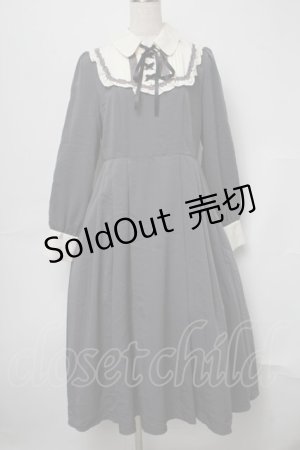画像: axes femme / ヨークレースアップロングワンピース  グレー S-25-07-31-041-AX-OP-AS-ZS