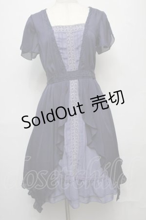 画像: axes femme / タックスリット切り替えワンピース  ブルー S-25-08-01-046-AX-OP-HR-ZI