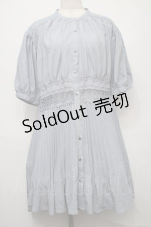 画像: axes femme / ウエストレースプリーツシャツ  サックス S-25-08-01-047-AX-BL-AS-ZI