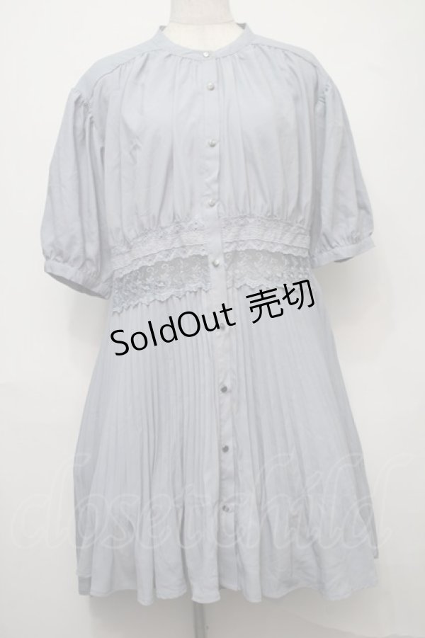 画像1: axes femme / ウエストレースプリーツシャツ  サックス S-25-08-01-047-AX-BL-AS-ZI (1)