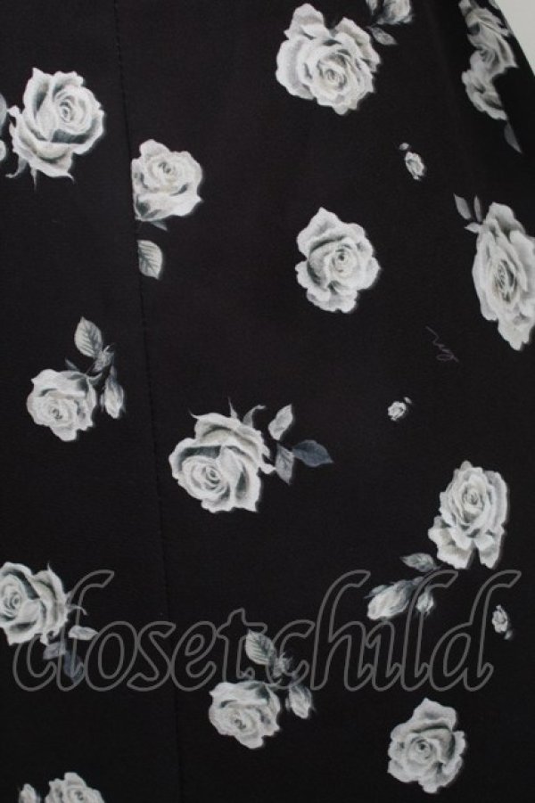 画像3: EATME / ROSE PRINTスクエアネックワンピース  黒ｘ白 S-25-08-01-038-LO-OP-HR-ZS (3)