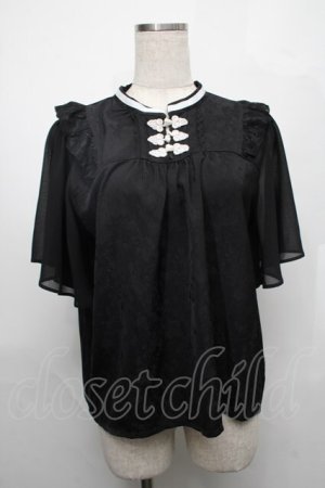 画像: axes femme / ジャカードチャイナブラウス  黒ｘ白 S-25-08-01-039-AX-BL-HR-ZS