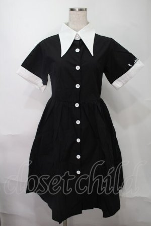 画像: NieR Clothing / バイカラーワンピース  黒ｘ白 S-25-08-02-052-PU-OP-HR-ZS