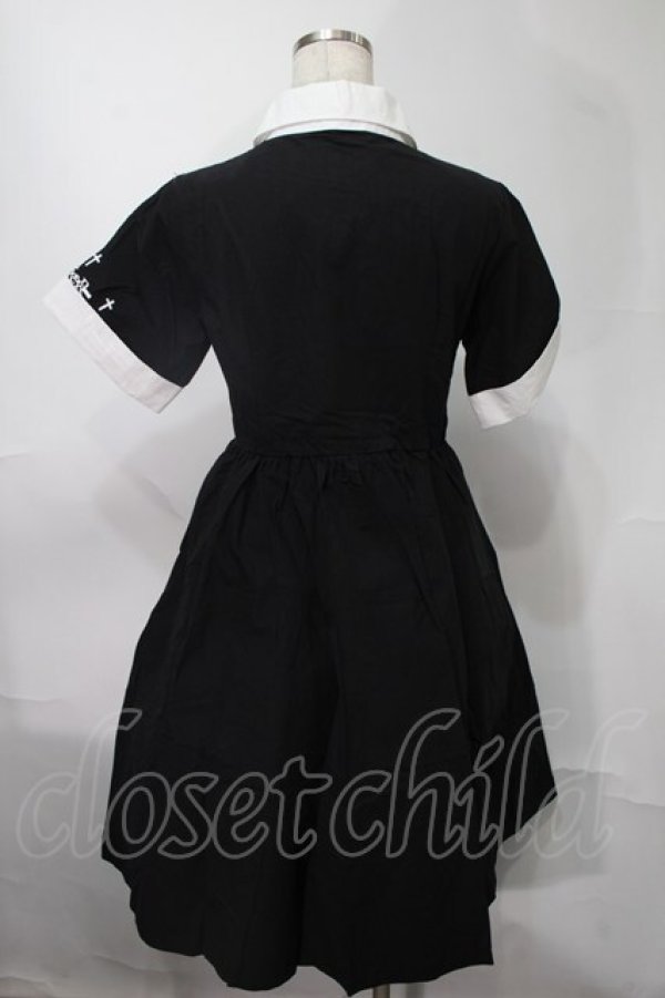 画像2: NieR Clothing / バイカラーワンピース  黒ｘ白 S-25-08-02-052-PU-OP-HR-ZS (2)