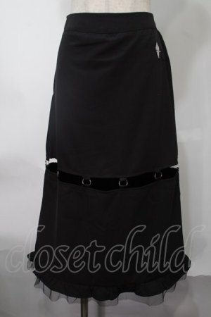 画像: NieR Clothing / 裾チュールロングスカート  黒 S-25-08-02-055-PU-SK-HR-ZS