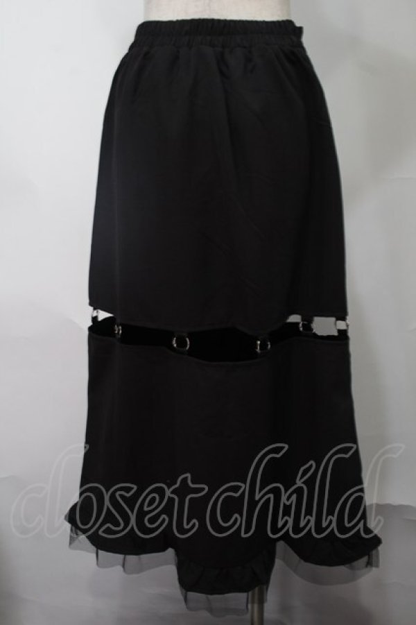 画像2: NieR Clothing / 裾チュールロングスカート  黒 S-25-08-02-055-PU-SK-HR-ZS (2)