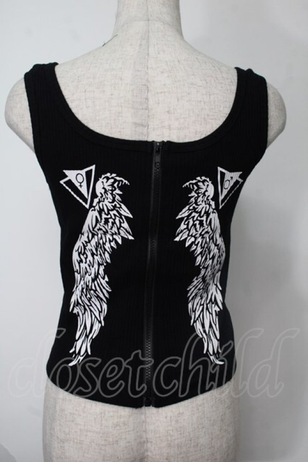 画像2: NieR Clothing / 編み上げリブタンクトップ  黒 S-25-08-02-010-PU-TO-HR-ZS (2)