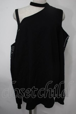 画像: NieR Clothing / 袖プリントオフショルトップス  黒ｘ白 S-25-08-02-016-PU-TO-HR-ZS