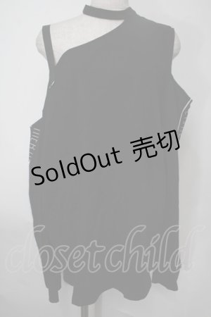 画像: NieR Clothing / 袖プリントオフショルトップス  黒ｘ白 S-25-08-02-016-PU-TO-HR-ZS