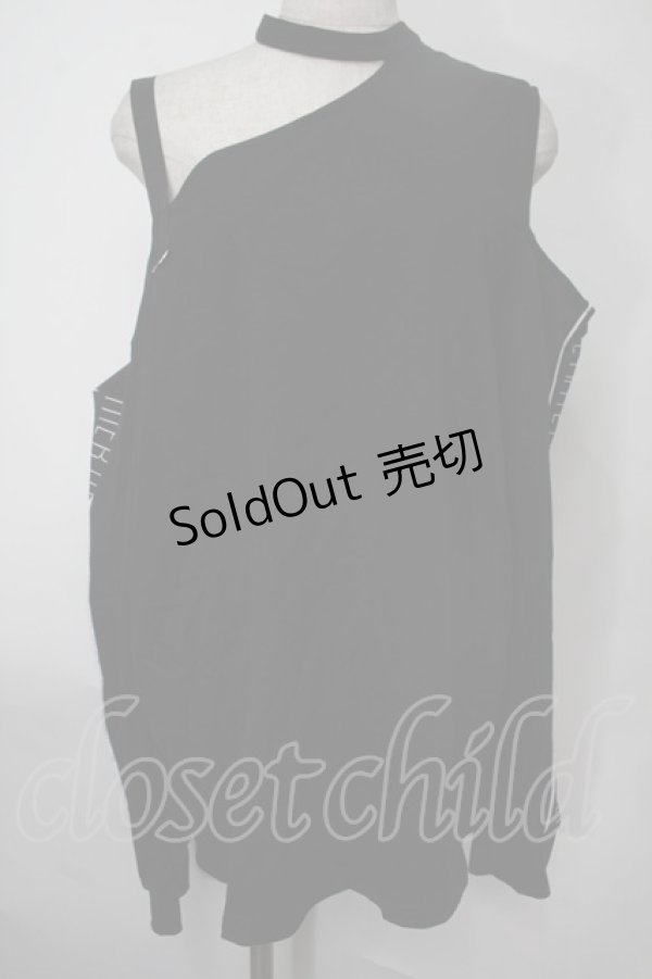 画像1: NieR Clothing / 袖プリントオフショルトップス  黒ｘ白 S-25-08-02-016-PU-TO-HR-ZS (1)
