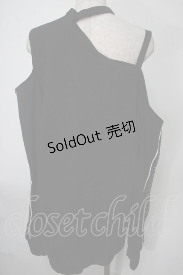 画像2: NieR Clothing / 袖プリントオフショルトップス  黒ｘ白 S-25-08-02-016-PU-TO-HR-ZS (2)