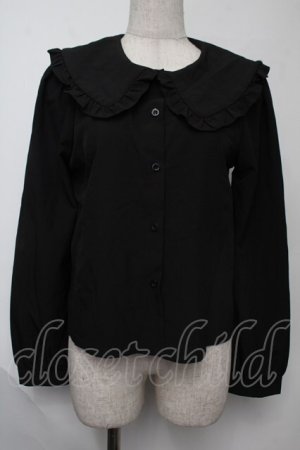 画像: NieR Clothing / フリル襟ブラウス  黒 S-25-08-02-018-PU-BL-HR-ZS
