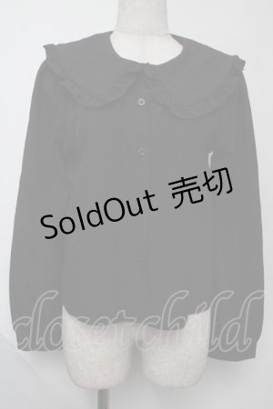画像: NieR Clothing / フリル襟ブラウス  黒 S-25-08-02-018-PU-BL-HR-ZS