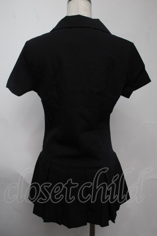 画像2: NieR Clothing / 裾プリーツシャツ  黒 S-25-08-02-020-PU-TO-HR-ZS (2)