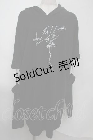 画像: NieR Clothing / うさみみプリントプルオーバー  黒 S-25-08-02-021-PU-TO-HR-ZS