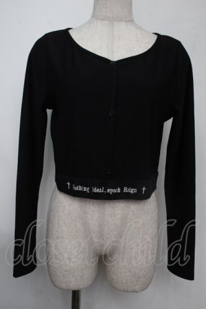 画像: NieR Clothing / ショートリブカーディガン  黒 S-25-08-02-022-PU-TO-HR-ZS