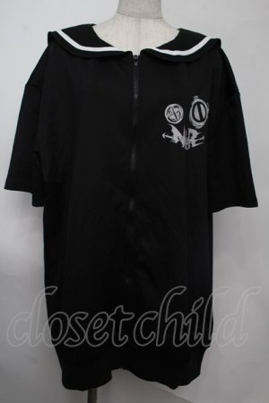 画像: NieR Clothing / セーラー襟パーカー  黒ｘ白 S-25-08-02-023-PU-TO-HR-ZS