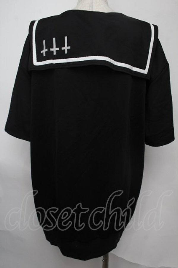 画像2: NieR Clothing / セーラー襟パーカー  黒ｘ白 S-25-08-02-023-PU-TO-HR-ZS (2)