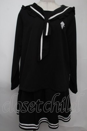 画像: NieR Clothing / セーラー襟セットアップ  黒ｘ白 S-25-08-02-024-PU-OP-HR-ZS