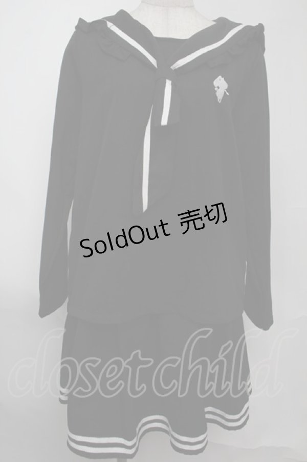 画像1: NieR Clothing / セーラー襟セットアップ  黒ｘ白 S-25-08-02-024-PU-OP-HR-ZI (1)