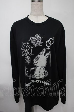 画像: NieR Clothing / プリントロングシャツ  黒 S-25-08-02-026-PU-BL-HR-ZS