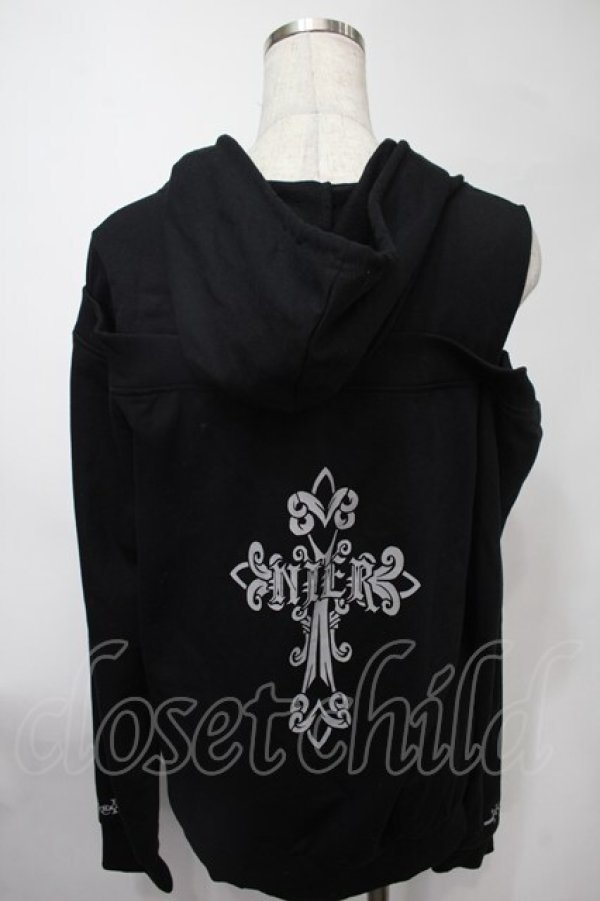 画像2: NieR Clothing / バッククロスプリントプルオーバー  黒 S-25-08-02-032-PU-TO-HR-ZS (2)