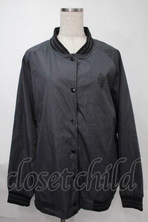 画像: NieR Clothing / プリントナイロンスタジャン  黒 S-25-08-02-033-PU-JA-HR-ZS