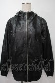 画像1: NieR Clothing / フェイクレザー刺 パーカー  黒 S-25-08-02-037-PU-TO-HR-ZS (1)