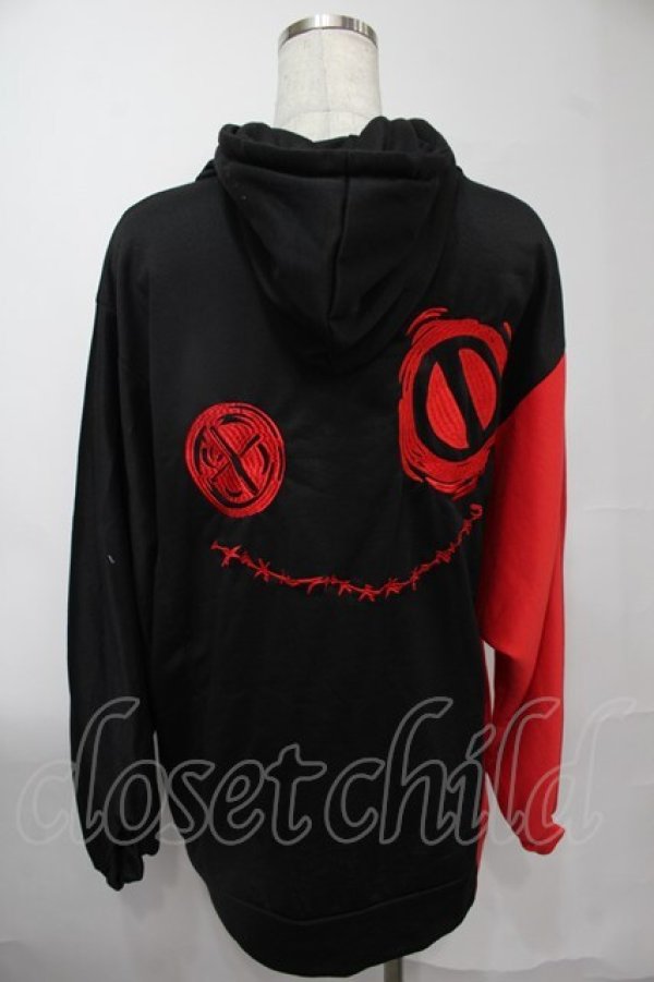画像2: NieR Clothing / バイカラープルオーバー  黒ｘ赤 S-25-08-02-039-PU-TO-HR-ZS (2)