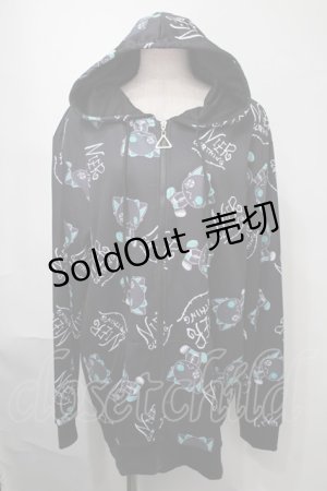 画像: NieR Clothing / 転写パーカー  黒ｘブルー S-25-08-02-042-PU-TO-HR-ZS