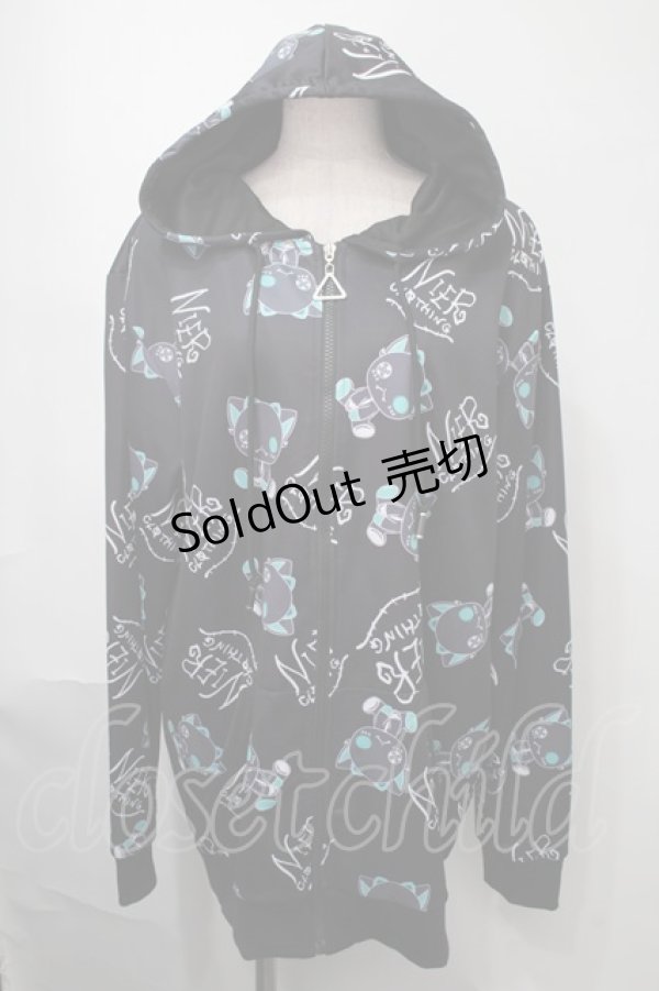 画像1: NieR Clothing / 転写パーカー  黒ｘブルー S-25-08-02-042-PU-TO-HR-ZS (1)