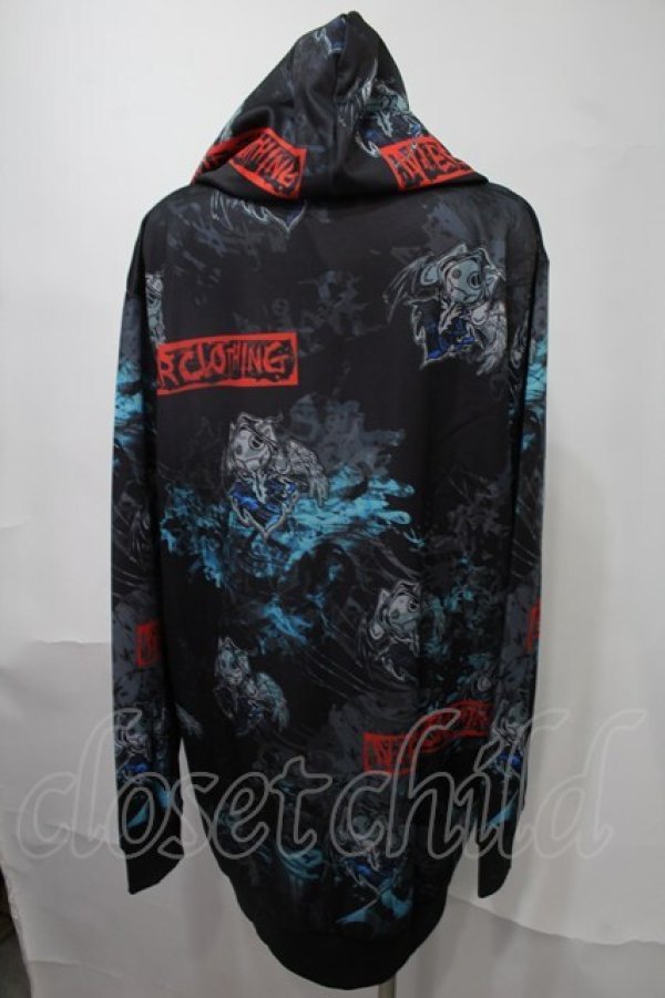 画像2: NieR Clothing / 転写パーカー  黒ｘ青 S-25-08-02-046-PU-TO-HR-ZS (2)