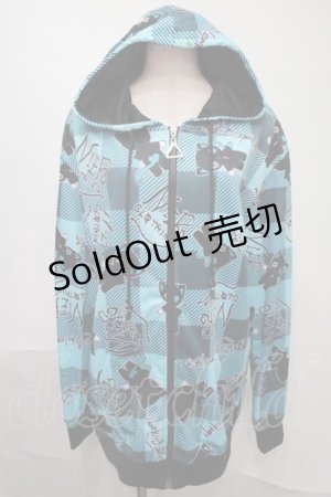 画像: NieR Clothing / 転写パーカー  黒ｘブルー S-25-08-02-047-PU-TO-HR-ZS