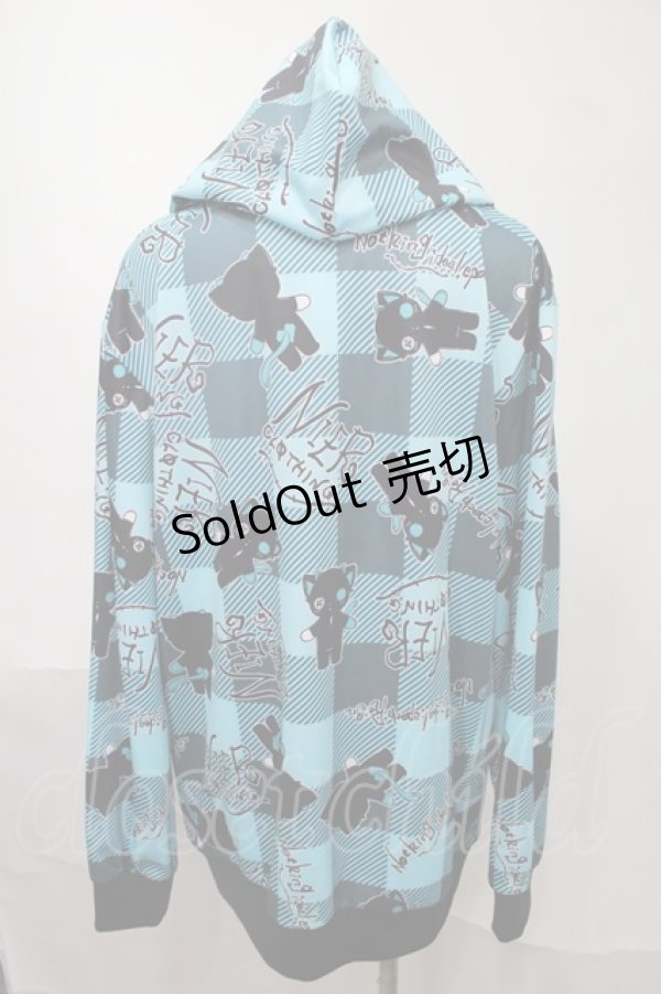 画像2: NieR Clothing / 転写パーカー  黒ｘブルー S-25-08-02-047-PU-TO-HR-ZS (2)