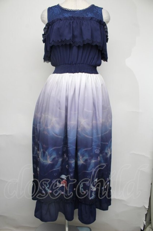 画像1: axes femme POETIQUE / リトル・マーメイド ワンピース  紺 S-25-08-04-046-AX-OP-AS-ZS (1)