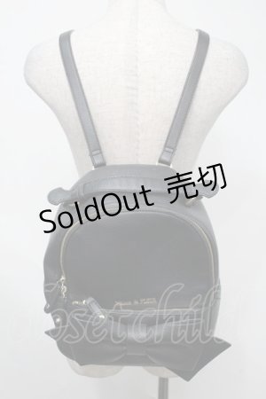 画像: Maison de FLEUR / ソリッドリボンリュック  黒 S-25-08-04-005-LO-BG-HR-ZS
