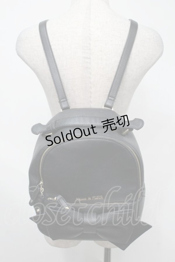 画像1: Maison de FLEUR / ソリッドリボンリュック  黒 S-25-08-04-005-LO-BG-HR-ZS (1)